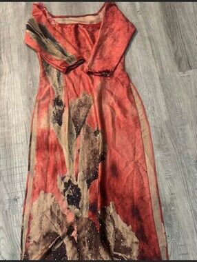Elegant Traditional Vietnamese Ào Dài Maxi Dress  - Red - Sz SMALL (Approx.)